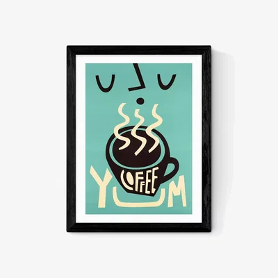 John Lewis EAST END PRINTS Fox & Velvet 'Yum Coffee' Framed Print