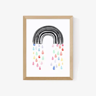 John Lewis EAST END PRINTS Wonder & Rah 'Rainbow Rain' Framed Print