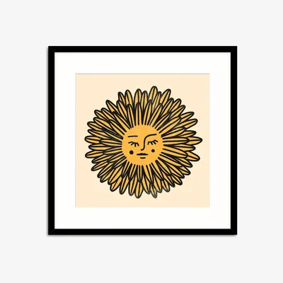 John Lewis Emma Scarvey - 'Flower Face' Framed Print & Mount, 42 x 42cm, Yellow