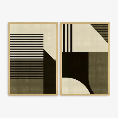 John Lewis Print Punk Studio - 'Retro Line' Framed Print, Set of 2, 62 x 42cm, Green/Multi