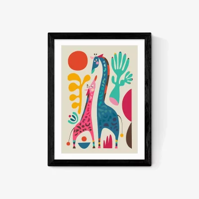 John Lewis EAST END PRINTS Rachel Lee 'Giraffes' Framed Print