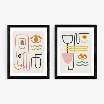John Lewis Dan Hobday - 'Feel Good' Wood Framed Print, Set of 2, 83.4 x 63.4cm, Multi
