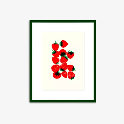 John Lewis Becky Mann - 'Strawberry Season' Framed Print & Mount, 52 x 42cm, Red/Green