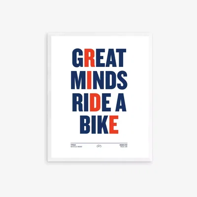 John Lewis Rebecca J Kaye - 'Great Minds Ride A Bike' Wood Framed Print, 52 x 42cm, Blue/Red