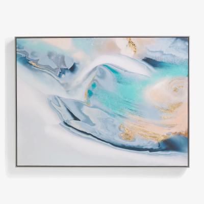 John Lewis John Lewis Hand-Painted Abstract Marbled Framed Canvas, 90 x 120cm, Blue/Gold