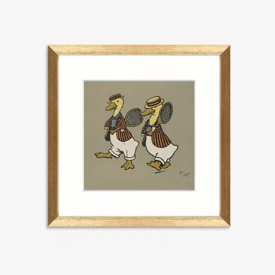 John Lewis British Library - Cecil Aldin 'Tennis' Framed Print & Mount, 26 x 26cm, Yellow/Multi