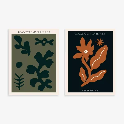 John Lewis EAST END PRINTS Ani Vidotto 'Piante Invernali' Unframed Print, Set of 2, 40 x 30cm, Multi