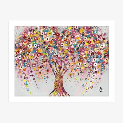 John Lewis John Lewis Sara Otter 'Dotty Tree' Framed Print, 33.5 x 43.5cm, Pink/Multi