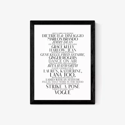 John Lewis EAST END PRINTS Honeymoon Hotel 'Vogue Lyrics' Framed Print