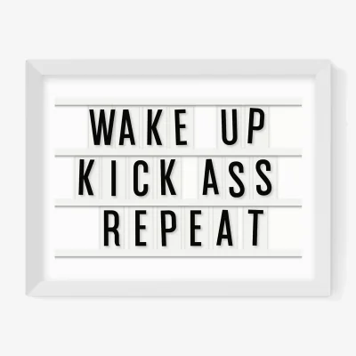 John Lewis EAST END PRINTS Rafael Farias 'Wake Up Kick Ass Repeat' Framed Print