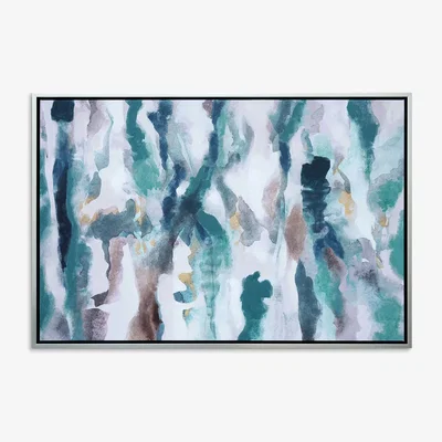 John Lewis Blue Reflective Haze - Hand-Painted Abstract Framed Canvas, 80 x 120cm, Blue