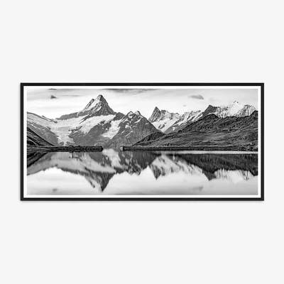 John Lewis Monte Rosa - Framed Print & Mount, 56 x 101.5cm, Black/White