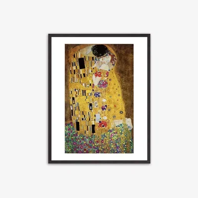 John Lewis Gustav Klimt - 'The Kiss' Wood Framed Print & Mount, 82 x 62cm, Gold/Multi