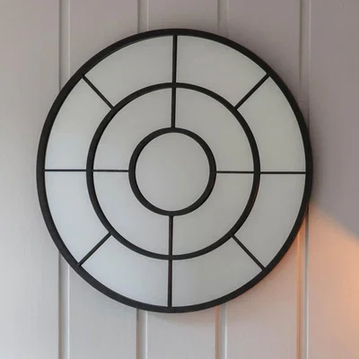 Knees Hangling Medium Round Wall Mirror - Black