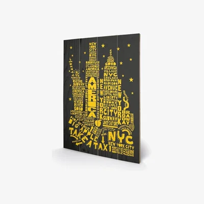Knees Citography New York 40 x 59cm Wooden Board Wall Art