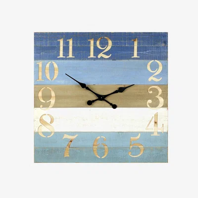 Knees Wooden Blue Striped Clock