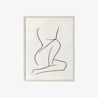 Knees Figure 91cm x 71cm Line Drawing Framed Print