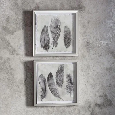 Knees Painted Plumes Framed Art Set of 2