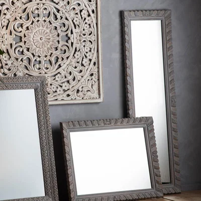 Knees Basar Medium Rectangle Wall Mirror - Grey