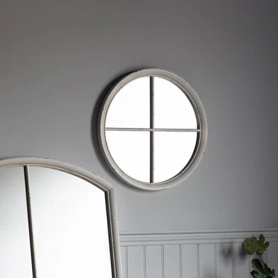 Knees Chichester Medium Round Wall Mirror - White