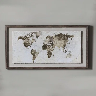 Knees Gold 54cm x 104cm Foil World Map Framed Art