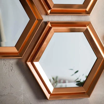 Knees Charlesbourg Small Hexagon Scatter Set Mirror - Copper (Set of 3)