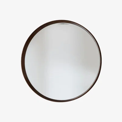 Knees Barnard Large Round Wall Mirror - Dark Wood