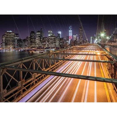 Knees Light Trails Brooklyn Bridge New York 60 x 80cm Canvas Wall Art