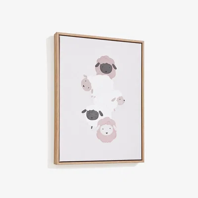 Kave Home Milu picture of beige and white sheep, 40 x 30 cm