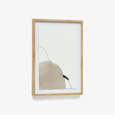 Kave Home Torroella abstract painting in white and brown, 50 x 70 cm