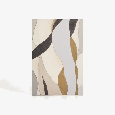 Kave Home Marvilo grey and mustard abstract canvas 60 x 90cm