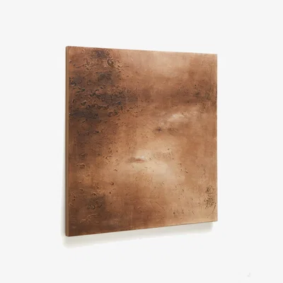 Kave Home Sabira abstract painting in oxidised copper 100 x 100 cm