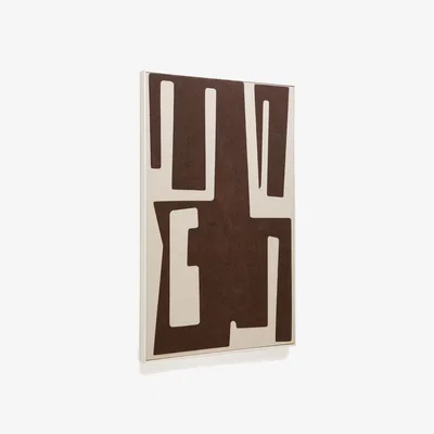 Kave Home Salmi abstract painting in beige and brown linen 140 x 90 cm