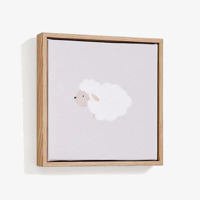 Kave Home Milu beige and white sheep picture, 20 x 20 cm