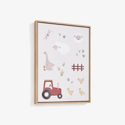 Kave Home Pecky multi-coloured picture of animals and a tractor, 40 x 30 cm