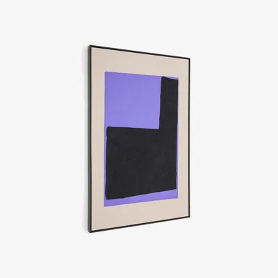 Kave Home Zernu hand-painted blue and black linen abstract picture 120 x 77cm