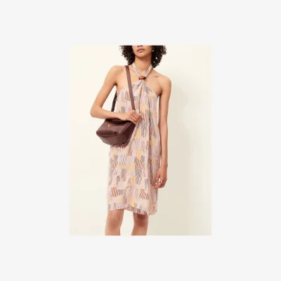 La Redoute Janeira Graphic Print Halterneck Mini Dress