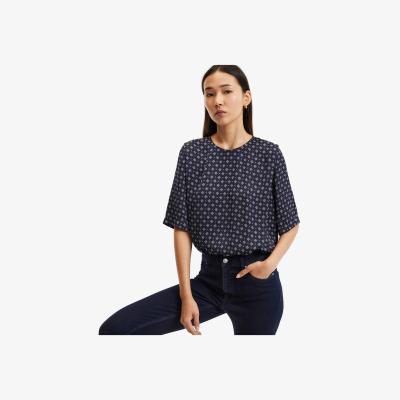 La Redoute Graphic Print Satin Blouse with Crew Neck