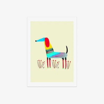 La Redoute A3 Unframed Dog and Flowers Print