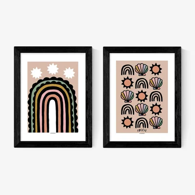 La Redoute Pack of 2 Prints Wall Art -Rainbow and Shell Set by Wonder and Rah Print