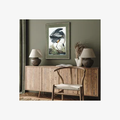 La Redoute 81x101cm Classic Blue Heron Framed Print