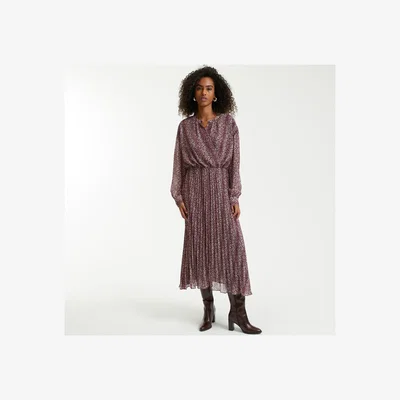 La Redoute Recycled Pleated Maxi Dress in Graphic Print