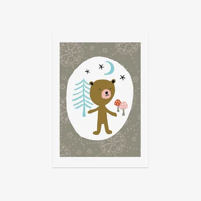 La Redoute A3 Unframed Bear in Forest Print