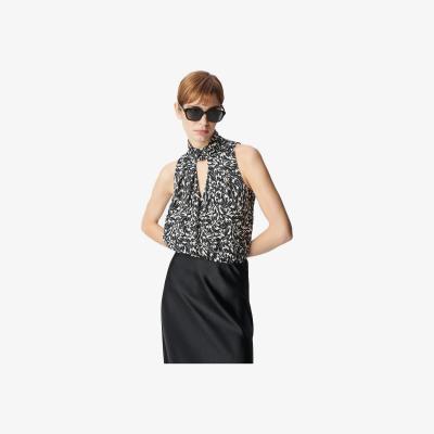 La Redoute Sleeveless Blouse with High Neck, Graphic Print
