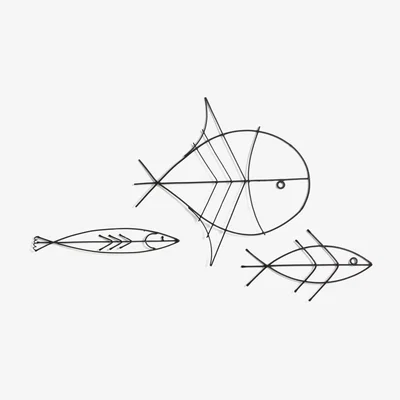 La Redoute Lupine Wired Fish Wall Decoration in Iron (Set of 3)