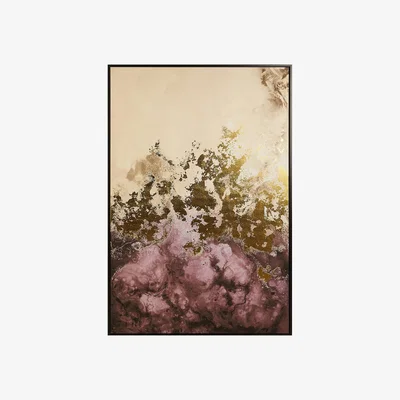 La Redoute Astratto Cream and Mauve Framed Wall Art