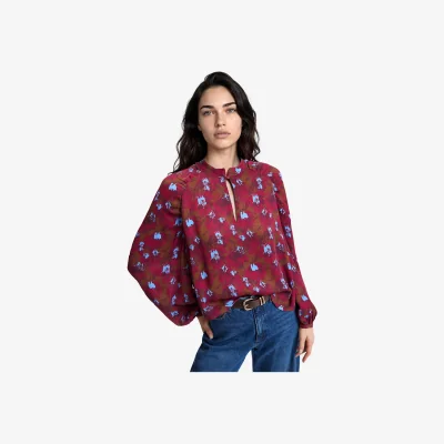 La Redoute Graphic Print Long Sleeve Crew Neck Blouse