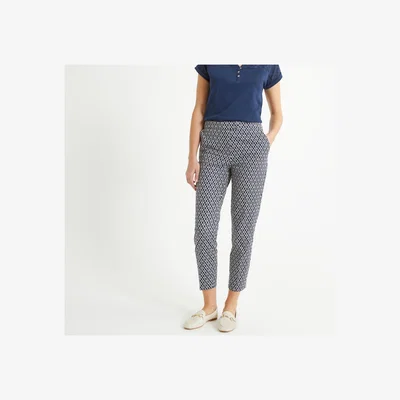 La Redoute Graphic Print Peg Trousers in Cotton, Length 26.5"
