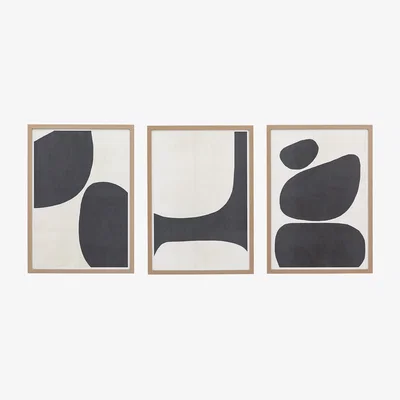 La Redoute Set of 3 Pebble Collection Framed Canvas