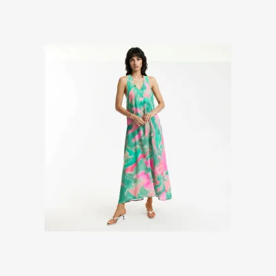 La Redoute Graphic Print Sleeveless V-Neck Maxi Dress